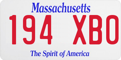 MA license plate 194XB0