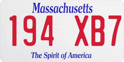 MA license plate 194XB7
