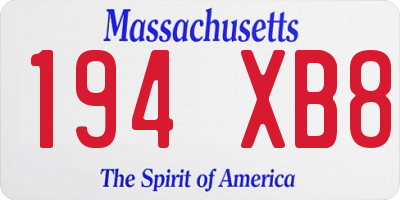 MA license plate 194XB8