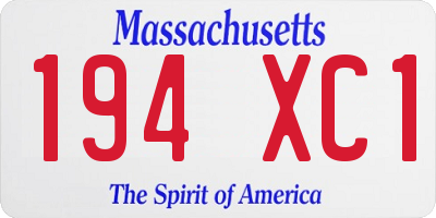 MA license plate 194XC1
