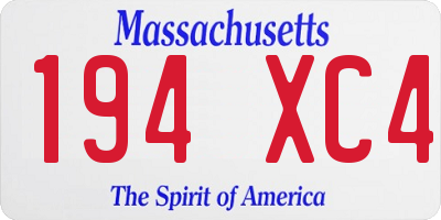 MA license plate 194XC4