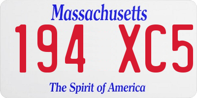MA license plate 194XC5