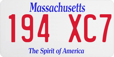 MA license plate 194XC7