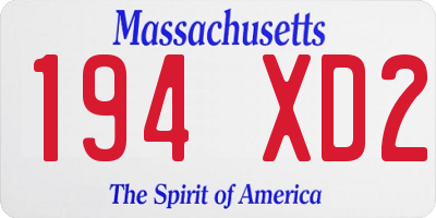MA license plate 194XD2