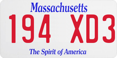 MA license plate 194XD3