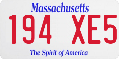 MA license plate 194XE5