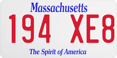 MA license plate 194XE8