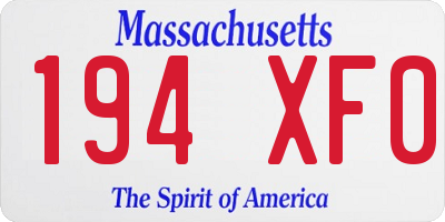 MA license plate 194XF0
