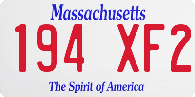 MA license plate 194XF2