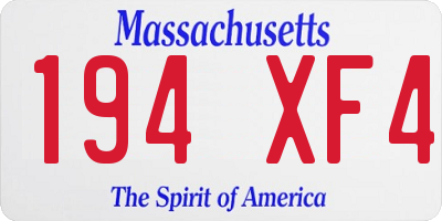 MA license plate 194XF4