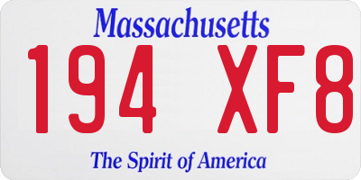 MA license plate 194XF8