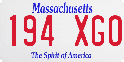 MA license plate 194XG0