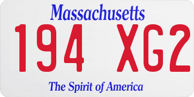 MA license plate 194XG2