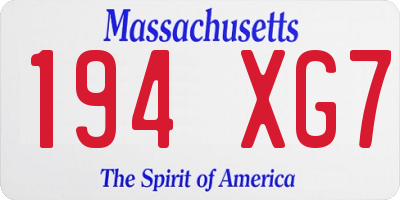 MA license plate 194XG7