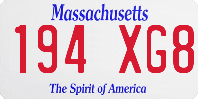 MA license plate 194XG8