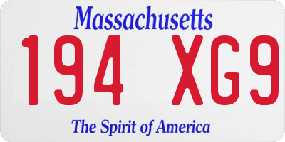 MA license plate 194XG9