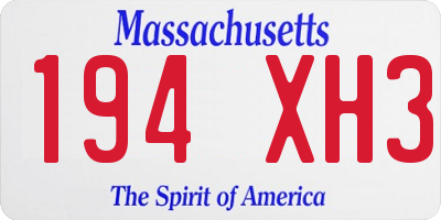 MA license plate 194XH3