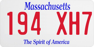 MA license plate 194XH7