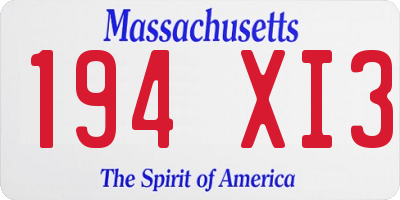 MA license plate 194XI3