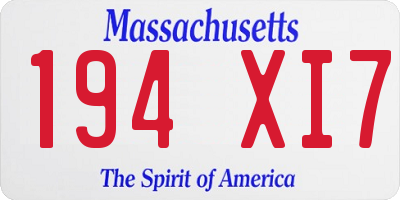 MA license plate 194XI7