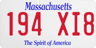 MA license plate 194XI8
