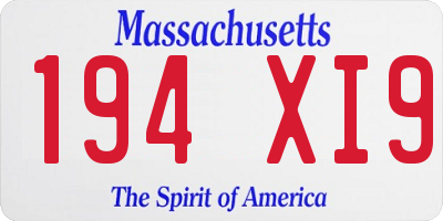 MA license plate 194XI9