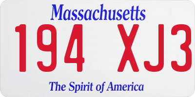 MA license plate 194XJ3
