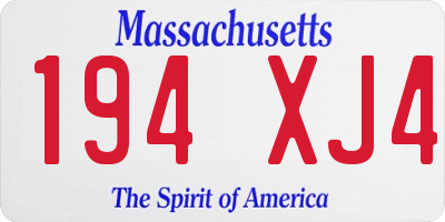 MA license plate 194XJ4
