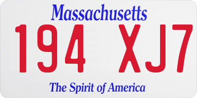 MA license plate 194XJ7
