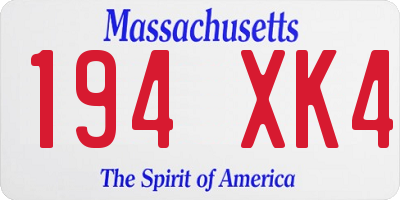 MA license plate 194XK4