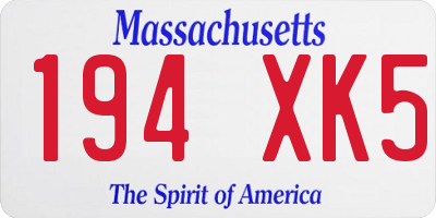 MA license plate 194XK5