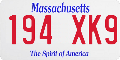 MA license plate 194XK9