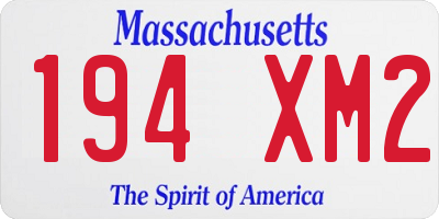 MA license plate 194XM2