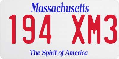MA license plate 194XM3