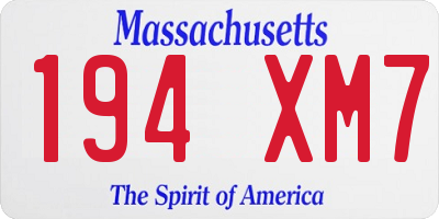 MA license plate 194XM7