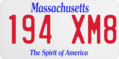 MA license plate 194XM8