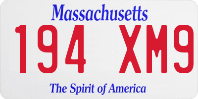 MA license plate 194XM9