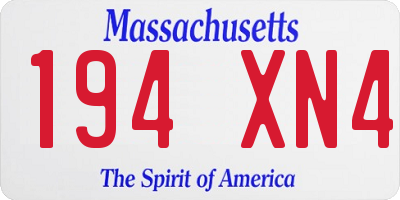 MA license plate 194XN4