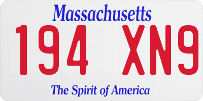 MA license plate 194XN9