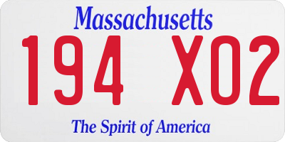 MA license plate 194XO2