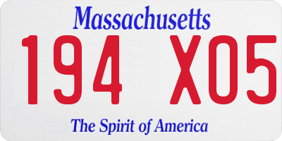 MA license plate 194XO5