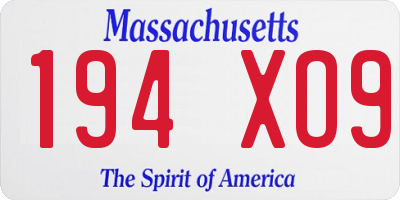 MA license plate 194XO9