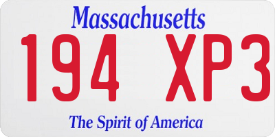 MA license plate 194XP3
