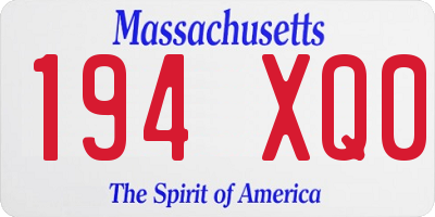 MA license plate 194XQ0