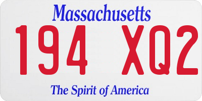 MA license plate 194XQ2