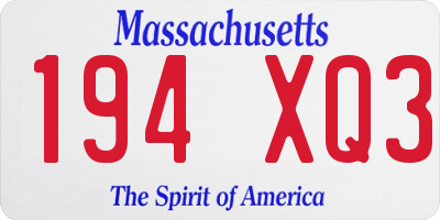 MA license plate 194XQ3