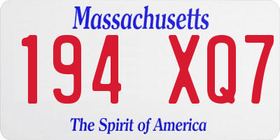 MA license plate 194XQ7