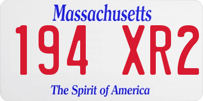 MA license plate 194XR2