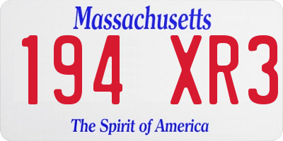 MA license plate 194XR3
