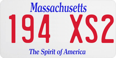 MA license plate 194XS2